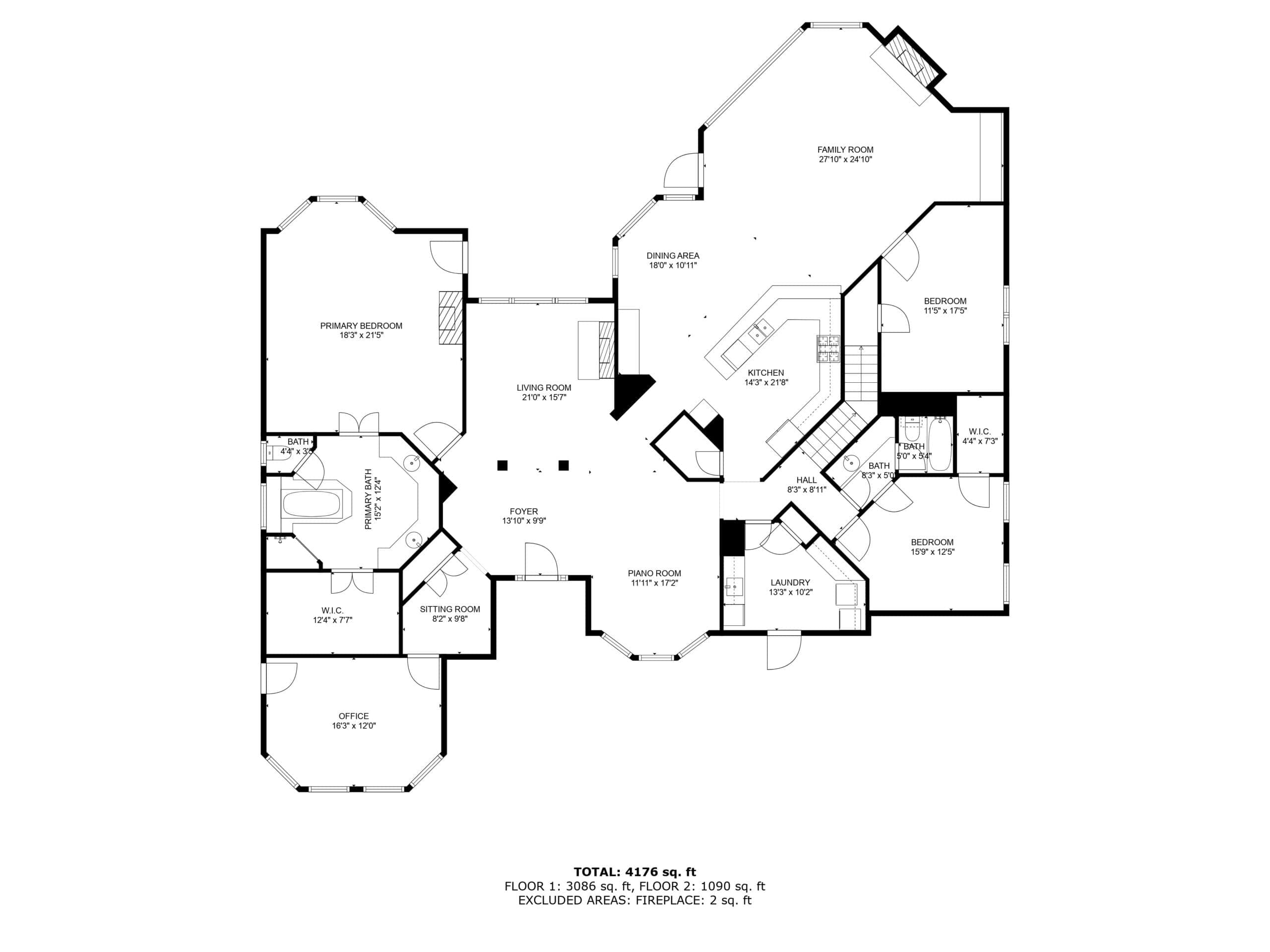 Detailed two-dimensional floor plan for a residential property.